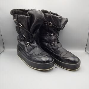 Pajar Tex Faux Fur Lined Black Boot Lace Up Non Marking Sole Size 10